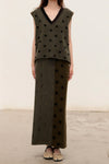YANYAN KNITS Fall/Winter 2025: Daisy Work Jacket / V-Neck Vest / DAISY Maxi Skirt YYK-YW25-1241-LV Skirt (YYW25-2051)